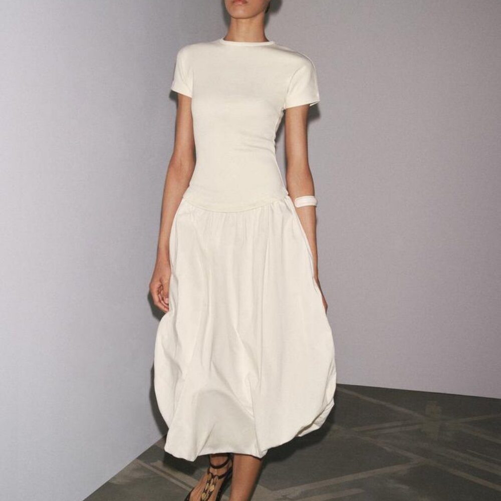 ZARA BALLOON COMBINATION DRESS - Picture 1 of 7